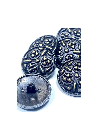Kaban Manto Düğmesi / Metal Düğme / Antik Sarı / 3 Cm / 6 Lı Set/mde