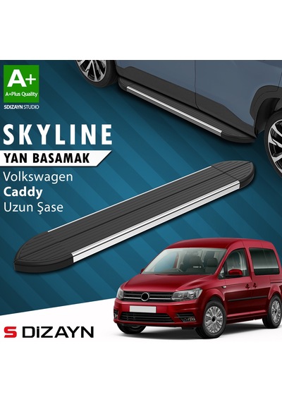 S-dizayn Vw Caddy 3 Uzun Şase Skyline Krom Yan Basamak 223 Cm 2004-2020 A+ Kalite