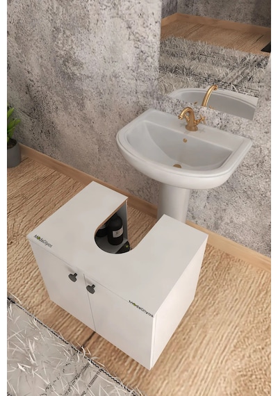 Modelisa Lavabo Altı Dolap, Ayaklı Banyo Dolabı Mdf Beyaz