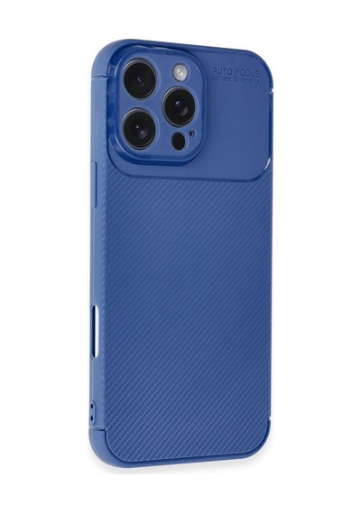 Apple Uyumlu   iPhone 16 Pro Max Kılıf Auto Focus Karbon Kapak - Lacivert