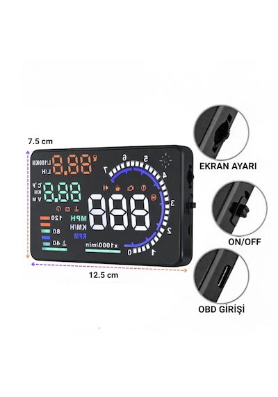 Multizone Hyundai Era-getz Hız Devir Su Sıcaklık Akü Yakıt Tüketimi Gps Gösterge Araba Obd2 Hud A8