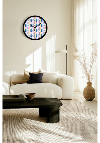 Renkli Balık Modern Tasarım Duvar Saati - 25cm - Önü Camlı Siyah Kasa - Sessiz Mekanizma-jh0238 Siyah