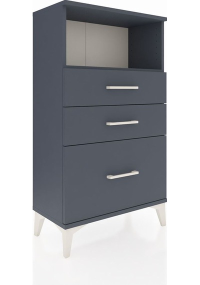 Arges Komodin Tek Raflı 3 Çekmeceli 60x30x106 Antrasit-antrasit Antrasit