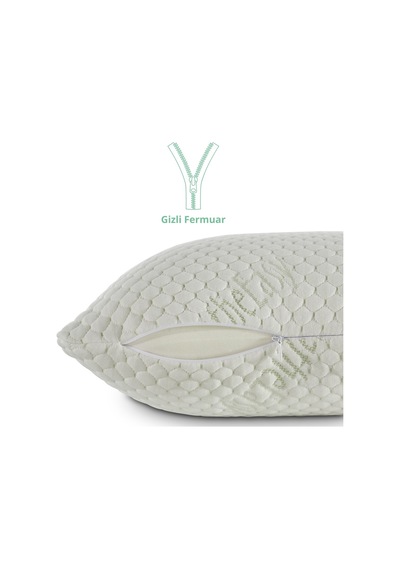 Rudu Breathe Easy Mentollu Yastık Kılıfı Visco Visko 60x40x14cm Beyaz - Yeşil