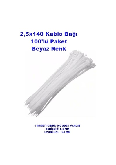 Pemsan Kablo Bağı 2,5x140 Beyaz 100 Adet