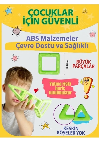 Glow Manyetik Yapı Blokları 26 Parça Karanlıkta Parlayan Eğitici Zeka Oyunu Uzay Seti