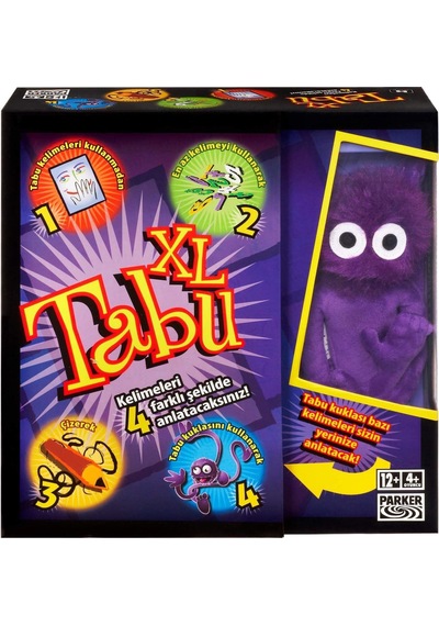 Hasbro Tabu Xl Kutu Oyunu, 4 Farklı Oyun Alternatifi, Klasik Oyunun Yanı Sıra Çizerek, Tabu Kuklasıyla Anlatarak Ve En Fazla 15 Kelime Kullanarak Tabu Oynayın Hasbro Tabu Xl Kutu Oyunu, 4 Farklı Oyun Alternatifi, Klasik Oyunun Yanı Sıra Çizerek, Tabu Kuklasıyla Anlatarak Ve En Fazla 15 Kelime Kullanarak Tabu Oynayın