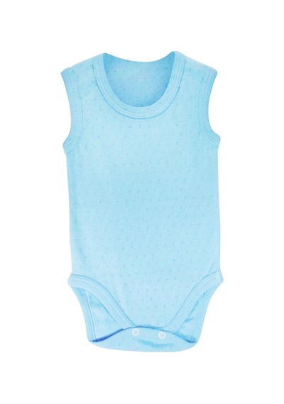 Sema Baby Jakarlı Askılı Badi Body - Mavi 0-6 Ay Beyaz - Açık Lacivert
