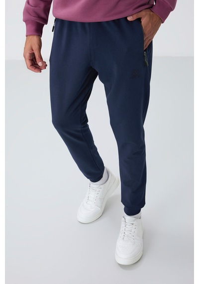 Tommy Life İndigo Fermuar Cepli Standart Kalıp Jogger Erkek Eşofman Alt - 84651 İndigo