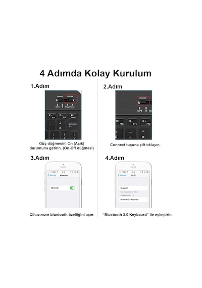 Şık Tasarımlı Bluetooth Kablosuz Klavye Ve Mouse Seti Android, İos Ve Windows Uyumlu Şarj Edilebilir, Taşınabilir Ve Sessiz Tuşlu Set Beyaz Diğer
