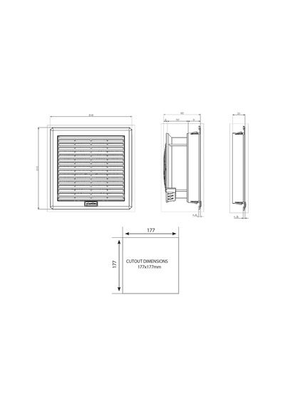 PLASTİM Ptf3000 175 M3/H - 210X210X92 Mm Ip54 Filtreli Fan