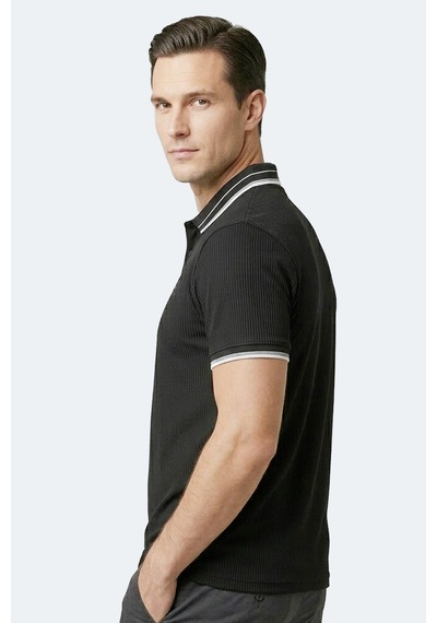 Slazenger Zınovıa Erkek Polo Yaka Siyah Tişört