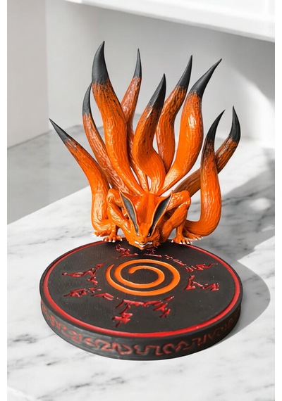 Kurama Kyubi 3d Baskı Koleksiyon Figürü El Boyaması, Naruto Lanetli Mühürlü Anime