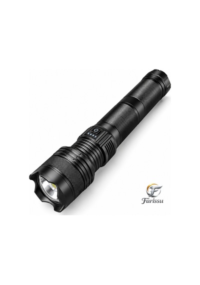 20000 Lümen Şarjlı Led El Feneri, 2-3 Km Menzilli, Zoomlu, 5 Modlu, Powerbank Özellikli Siyah