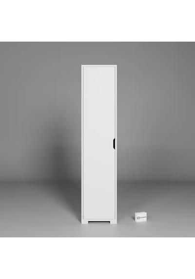 Duru 40 Cm Mat Beyaz 5 Raflı Kiler Tek Kapılı Banyo Ve Elbise Dolabı - Gardırop Beyaz