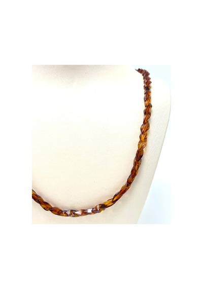 Sertifikalı Balık Sırtı Model Konyak Renk Yetişkin Kehribar Kolye 55 -60 Cm 10 - 12 Gr Çok Renkli