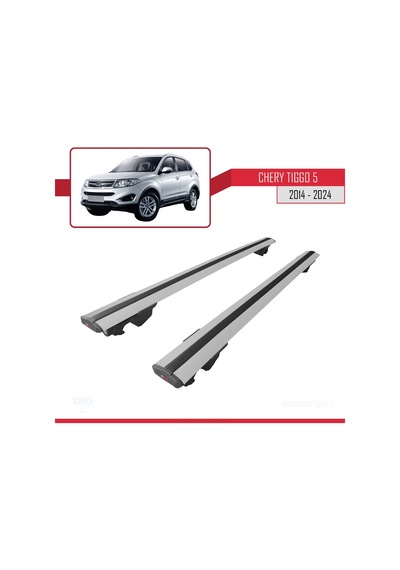 Chery Tiggo 5 2014 Ve Sonrası İle Uyumlu Hook Model Anahtar Kilitli Ara Atkı Tavan Barı Gri