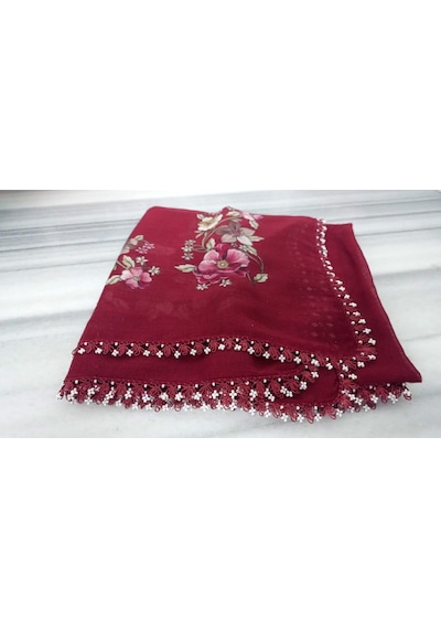 El İşi Oyalı Yazma Bordo Renk