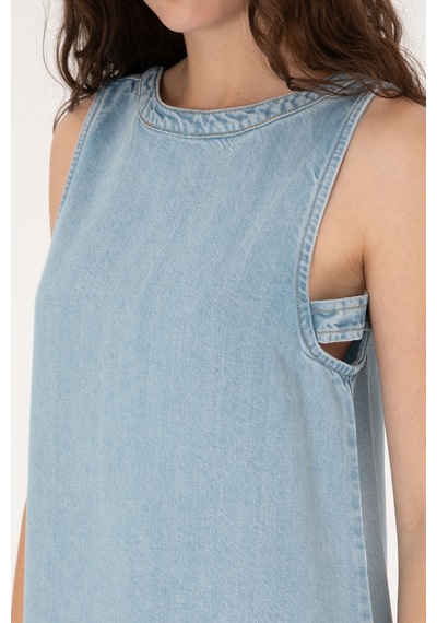 U.S. Polo Assn. Kadın Açık Mavi Mini Boy Jean Elbise 50304312-DN0021