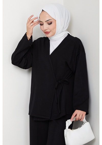 Bestenur Kimonolu Oysho İkili Takım 1623 - Siyah Siyah