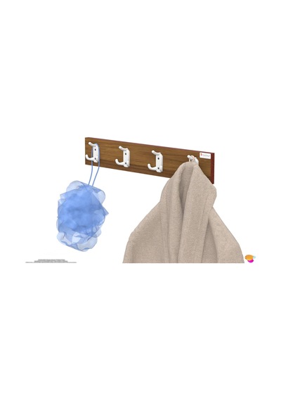 Modilayn Arı Serisi 12 Kancalı 61,4x9,6 Cm 4'lü Set Banyo Askısı Ekstra Düzen Ve Yer Tasarrufu Ceviz - Ekru
