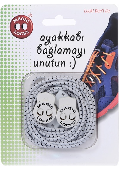 Magic Locks Unisex Beyaz Gri Ayakkabı Bağcığı 5a1 Beyaz