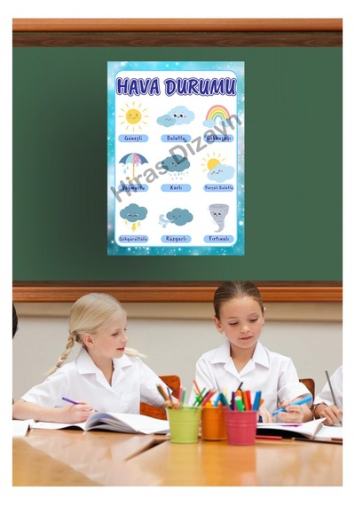 Hiras Dizayn Hava Durumu Eğitici Afiş A3, 30 42 Cm