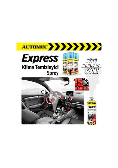 Automix Oto Klima Temizleyici Sprey Araç İçi Ortam Dezenfektan Spreyi 200ml Okyanus Ferahlığı Çift Etkili Klima ve Kabin Temizliği