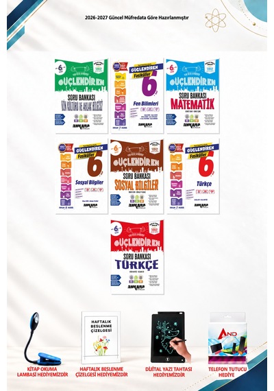 2026-2027 Ankara Yayıncılık 6. Sınıf 7 Kitap Seti - Sosyal Bilgiler Güçlendiren Fasiküller, Sosyal Bilgiler Soru Bankası, Türkçe Fasiküller, Türkçe Soru Bankası Soru