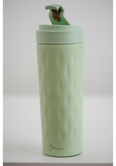 Png-1167 500ml Flip Kapak Desenli Çelik Mug 6 Saat Sıcak 12 Saat Soğuk Sızdırmaz & Bpa Free Açık Yeşil
