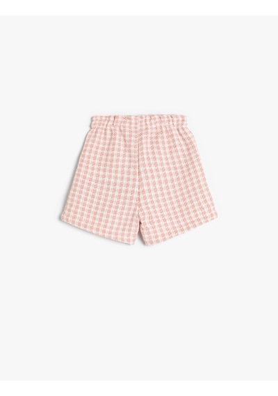 Koton Tüvit Şort Cepli Pamuklu Beli Lastikli Pembe Ekose 5wmg40004aw Pembe