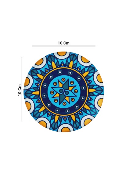 Valerine Life Kutsal Geometri Mandala Desenli Yıkanabilir Kaydırmaz Ofis Çay Ve Fincan Bardak Altlığ Siyah