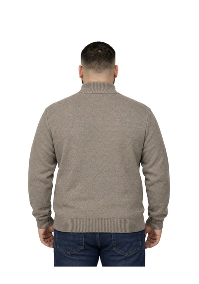 Battalmoda Erkek Büyük Beden Vizon Hattush Dik Yaka Cepli Triko Hırka 3xl-4xl-5xl-6xl