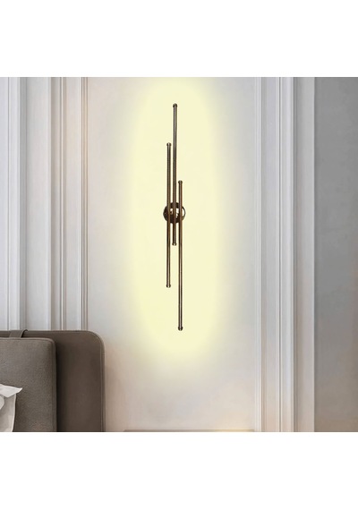 Mimarled Üçlü Çubuk Led Aplik Aydınlatma 94 Cm Gün Işığı Altın