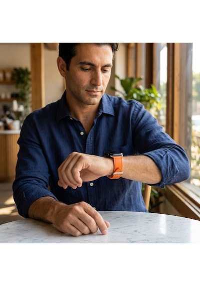 Goldoni Apple Watch Uyumlu İnce Gerçek Deri Kordonu Metal Köprülü