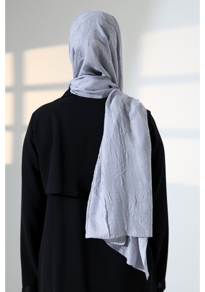 Kadın Tesettür Bambu Kraş Şal, Ütü Gerektirmeyen Doğal Hijab Başörtüsü 75x180 Cm - Gri