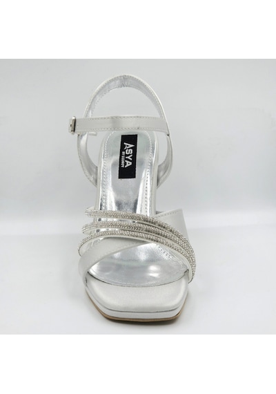 Asya 104070 Gümüş Renk Saten Taş Detaylı Platform Topuklu 8cm Kadın Abiye Sandalet Ayakkabı Asya 104070 Gümüş Renk Saten Taş Detaylı Platform Topuklu 8cm Kadın Abiye Sandalet Ayakkabı