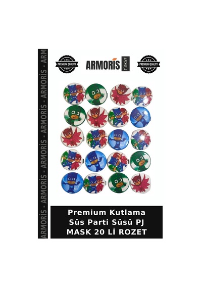 Premium Kutlama Süs Parti Süsü Pj Mask 20 Li Rozet Çok Renkli