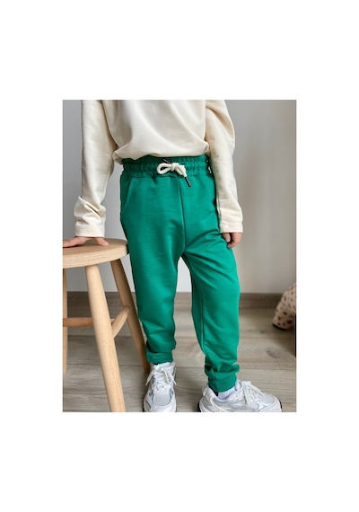 Heyadventure Erkek / Kız Çocuk Jogger Eşofman Altı Cepli Paçası Kaşkorseli Yeşil Yeşil