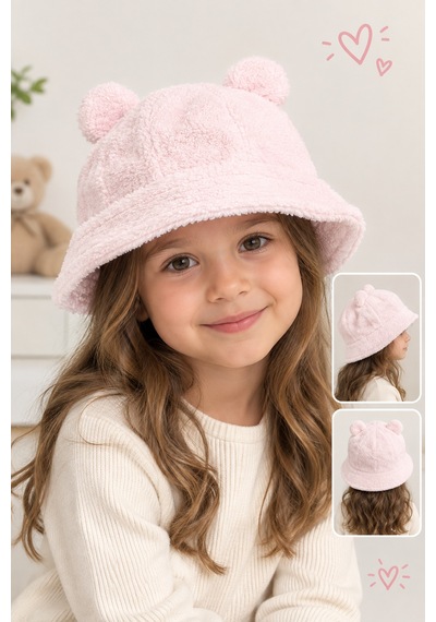 Kitti Şapka Fötr Peluş Pembe Açık Pembe