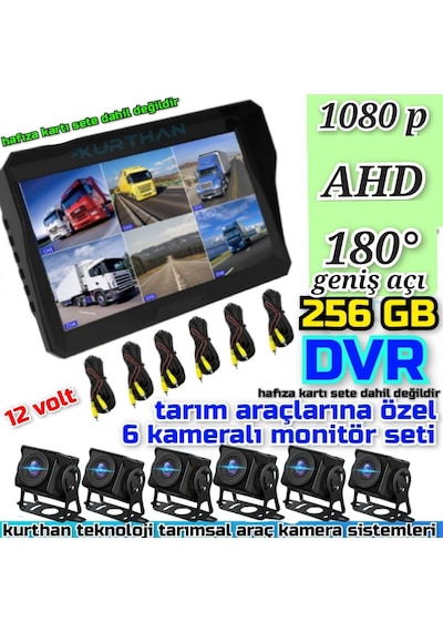 Dvr Monitör Ve 6 Adet 1080 P Ahd 180 Derece Balık Gözü Kamera Set