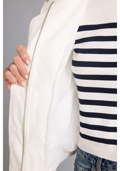 Defacto Balloon Fıt Dik Yaka Poplin Blazer Ceket H0893ax26smwt81 Beyaz-wt81