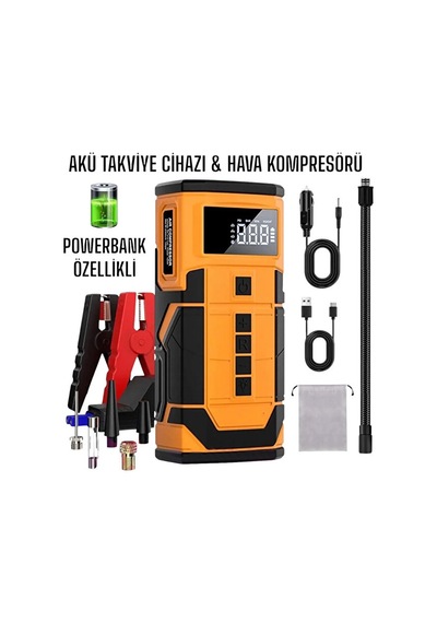 Kablosuz Şarjlı Taşınabilir Araç Akü Start 8000 Mah 14.8v Powerba