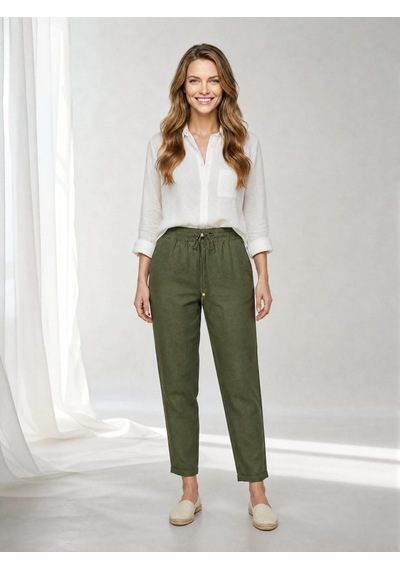 Nealirsanall.com Kadın Beli Bağcıklı Keten Pantolon - Duble Paça Havuç Kesim Pantolon Kahverengi Nealirsanall.com Kadın Beli Bağcıklı Keten Pantolon - Duble Paça Havuç Kesim Pantolon Kahverengi