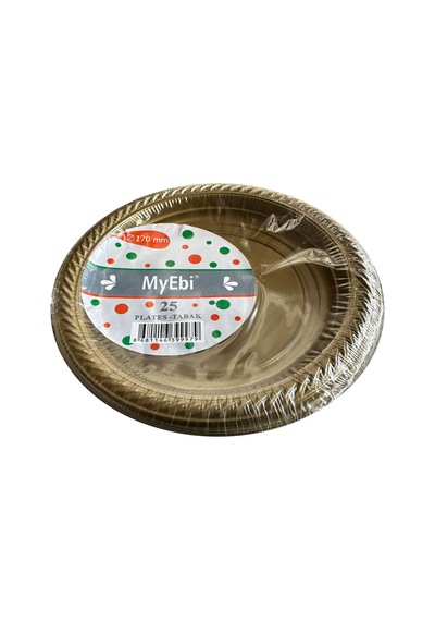 Kullan At Altın Renkli Parti Davet Plastik Tabak - 22 Cm. - 25 Adetlik 3 Paket