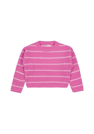 Civil Girls Çizgili 6-9 Yaş Kazak Koyu Pembe