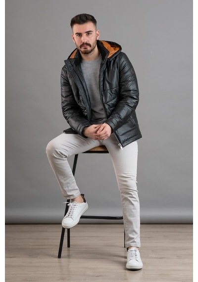 Kapşonlu Regular Fit Erkek Şişme Mont