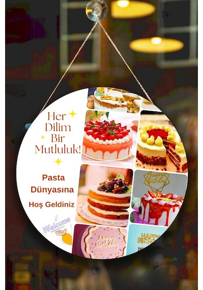 Pastane Salonu Duvar, Kapı, Tek Taraflı Askılı Pano Karşılama Tabelası, Pasta Dükkan Süsü