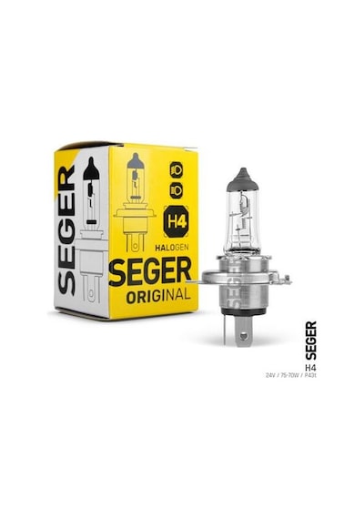 Seger 206549 Ampul H4 24v 75/70w P43t Standart Yenileme 3.500k Standart Işık P43 Tırnaklı