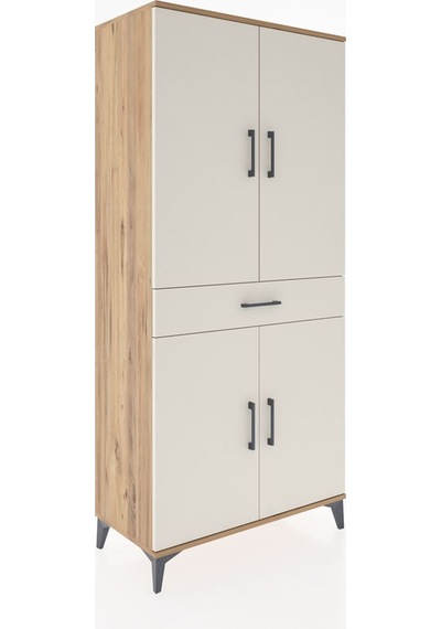 Hyperion Dolap 4 Raflı Tek Çekmeceli 4 Kapaklı 88x44x195 Çam-aytaşı Atlas Çam
